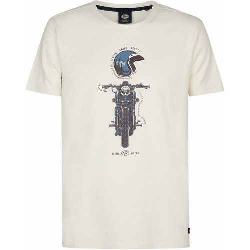 Printed Cotton T-Shirt with Crew Neck - PETROL INDUSTRIES - Modalova