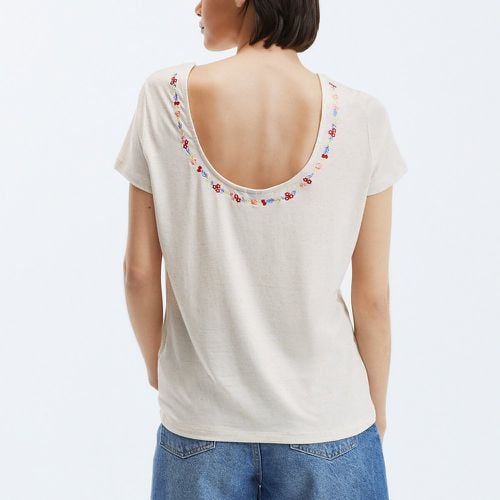 Recycled T-Shirt with Embroidered Neckline - Pieces - Modalova