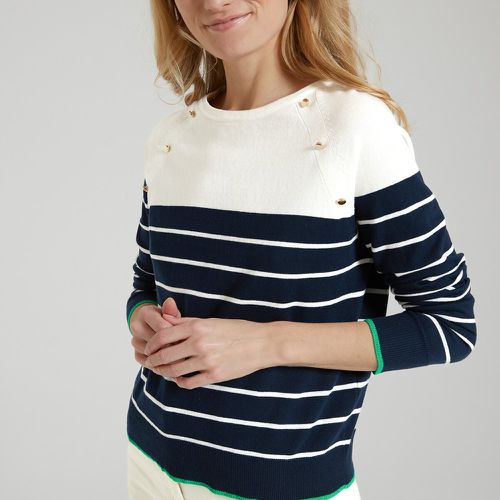 Narrow Stripe Jumper with Crew Neck in Cotton Mix - Vero Moda - Modalova