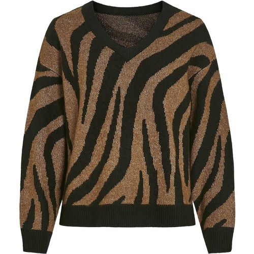 Zebra Print Jumper with V-Neck - Vila - Modalova