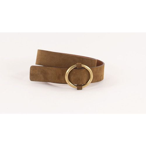 Tisao Leather Belt with Circular Metal Buckle - SESSUN - Modalova