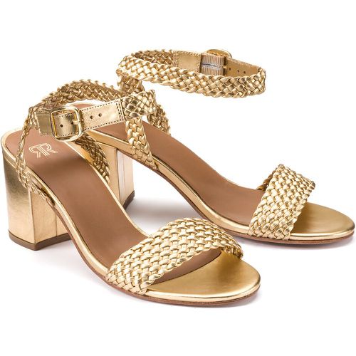 Metallic Leather Sandals with Block Heel - LA REDOUTE COLLECTIONS - Modalova