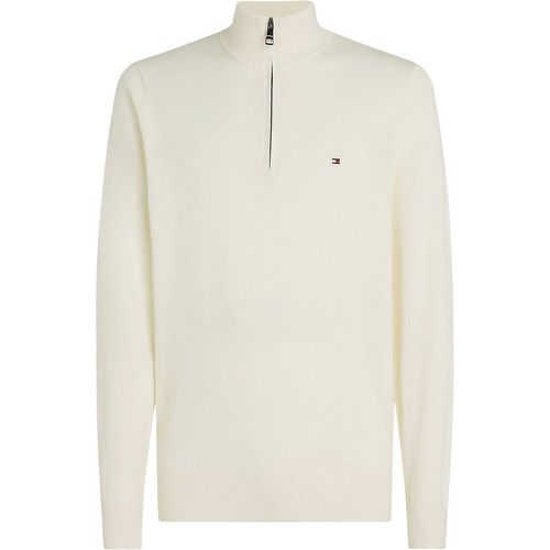 Embroidered Logo Jumper in Cotton/Cashmere with Half Zip - Tommy Hilfiger - Modalova