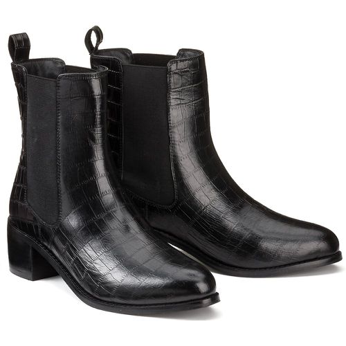 Mock Croc Leather Ankle Boots with Pointed Toe and Heel, Wide Fit - LA REDOUTE COLLECTIONS PLUS - Modalova