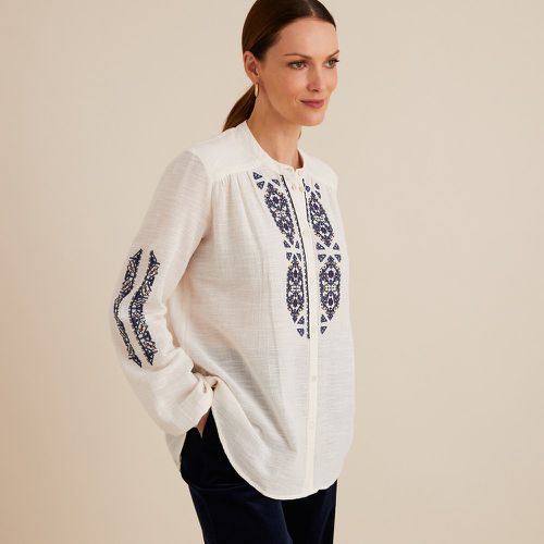 Cotton Embroidered Blouse with Crew Neck and Long Sleeves - Anne weyburn - Modalova