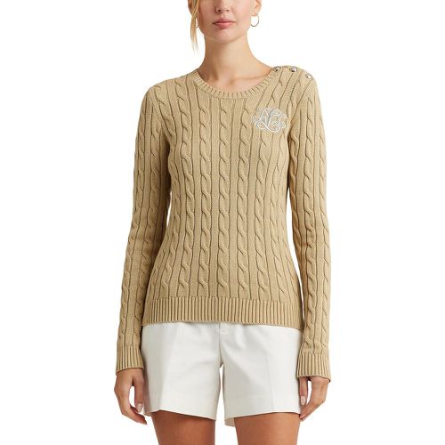 Montiva Cable Knit Jumper in Cotton with Crew Neck - Lauren Ralph Lauren - Modalova