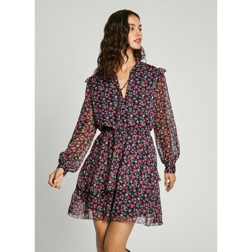 Olive Tiered Skater Dress with Long Voile Sleeves - Pepe Jeans - Modalova