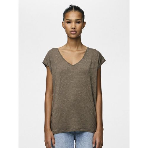 Metallic T-Shirt with V-Neck - Pieces - Modalova