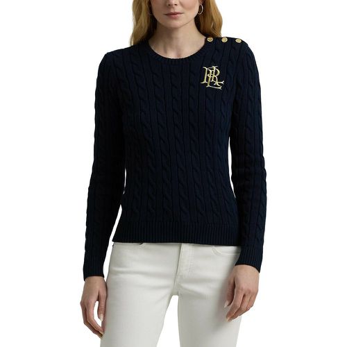 Montiva Cotton Jumper in Cable Knit with Crew Neck - Lauren Ralph Lauren - Modalova