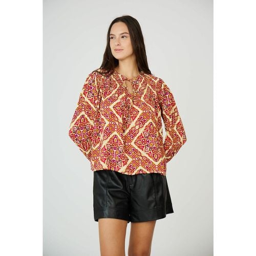 Tribal Print Blouse with V-Neck - SEE U SOON - Modalova