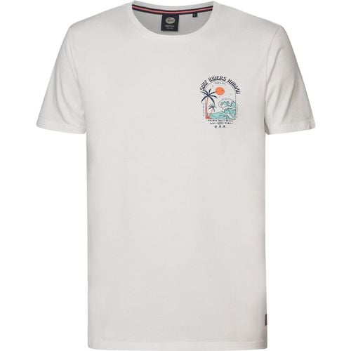 Printed Cotton T-Shirt with Crew Neck - PETROL INDUSTRIES - Modalova