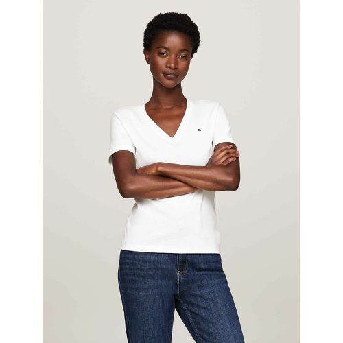 Cotton V-Neck T-Shirt with Short Sleeves - Tommy Hilfiger - Modalova