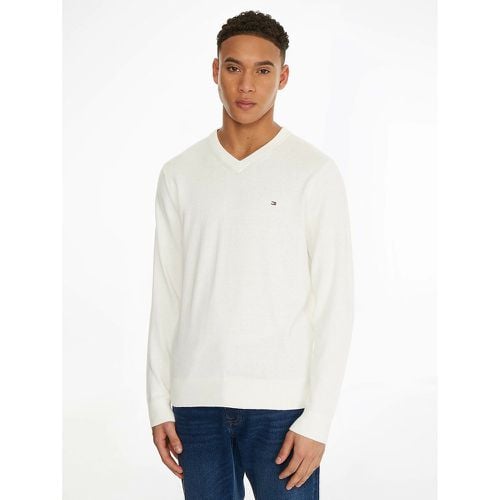 Pima Cotton/Cashmere Jumper with V-Neck - Tommy Hilfiger - Modalova