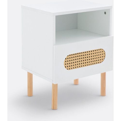 Pacome 1-Drawer Bedside Table with Canework Detail - SO'HOME - Modalova