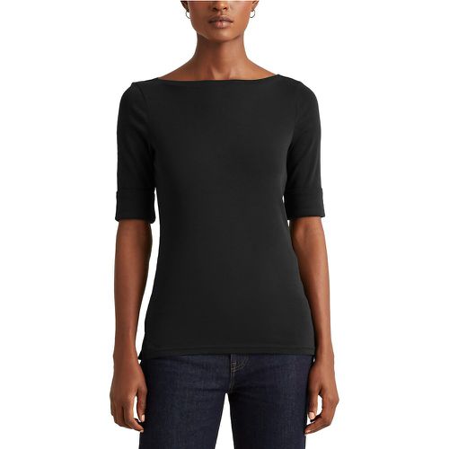 Cotton Boat Neck T-Shirt with Short Sleeves - Lauren Ralph Lauren - Modalova