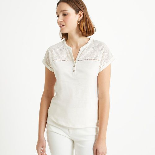 Cotton Grandad Collar T-Shirt with Short Sleeves - Anne weyburn - Modalova