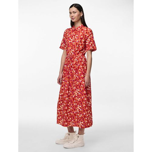 Printed Midi Shirt Dress with Tie Waist - Pieces - Modalova