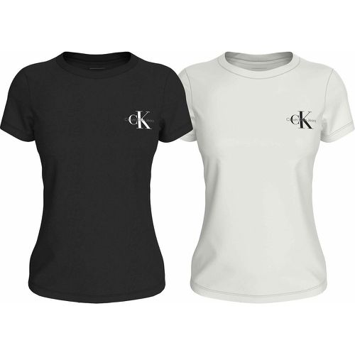 Pack of 2 T-Shirts in Cotton with CK Logo, Crew Neck and Short Sleeves - Calvin Klein Jeans - Modalova