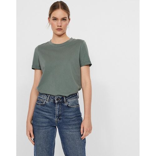 Cotton Crew Neck T-Shirt with Short Sleeves - Vero Moda - Modalova