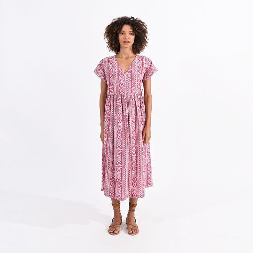 Printed Cotton Midi Dress with Wrapover Neck - MOLLY BRACKEN - Modalova