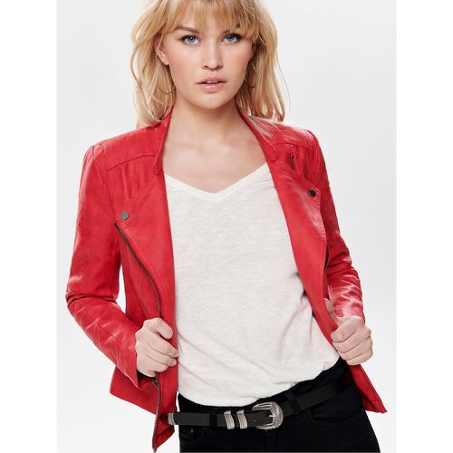 Cropped Faux Suede Biker Jacket with Pockets - Only - Modalova
