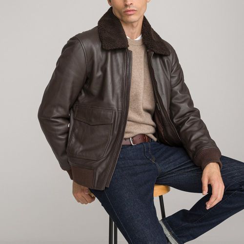 Smooth Leather Aviator Jacket with Borg Collar - LA REDOUTE COLLECTIONS - Modalova