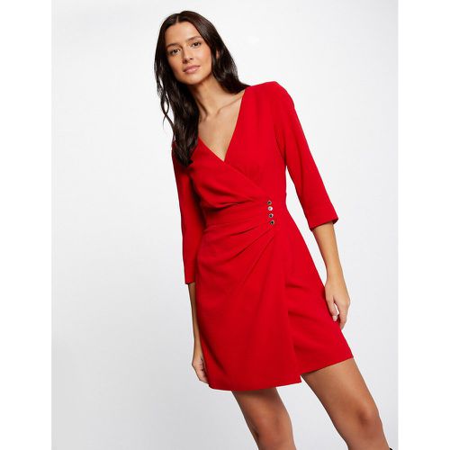 Draped Wrapover Dress with 3/4 Length Sleeves - Morgan - Modalova