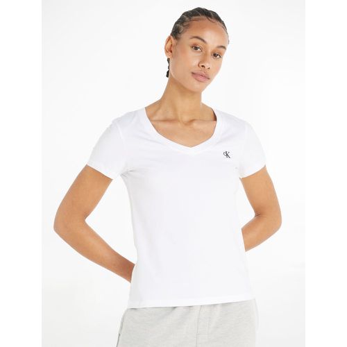 Cotton V-Neck T-Shirt with Short Sleeves - Calvin Klein Jeans - Modalova