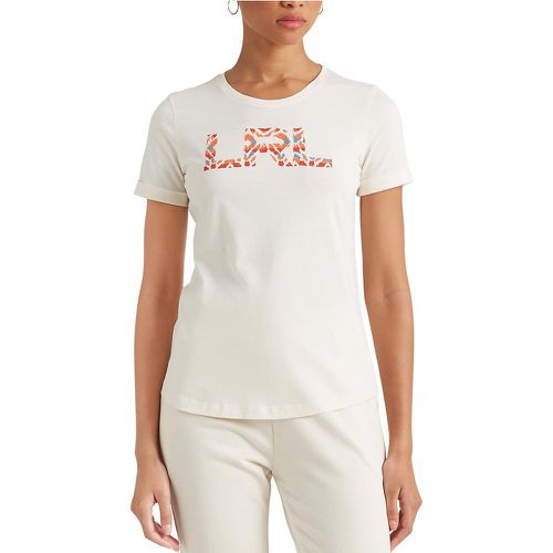 Cotton Mix Logo T-Shirt with Crew Neck and Short Sleeves - Lauren Ralph Lauren - Modalova