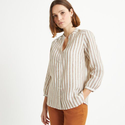 Linen Blouse with Crew Neck and 3/4 Length Sleeves - Anne weyburn - Modalova