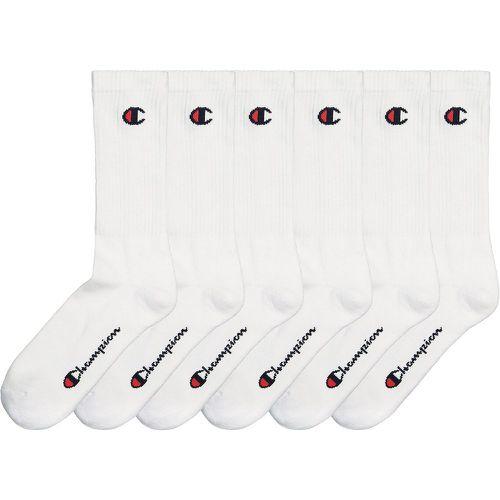 Pack of 6 Pairs of Crew Socks in Cotton Mix with Logo - Champion - Modalova