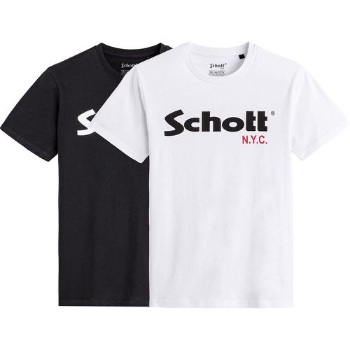Pack of 2 T-Shirts in Cotton with Logo Print and Crew Neck - Schott - Modalova