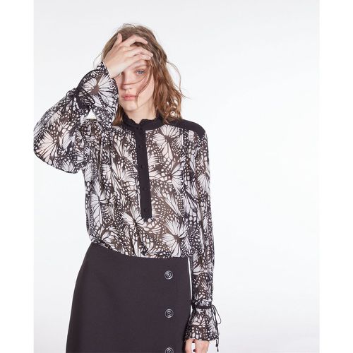 Printed Voile Blouse with Long Ruffle Sleeves - THE KOOPLES - Modalova