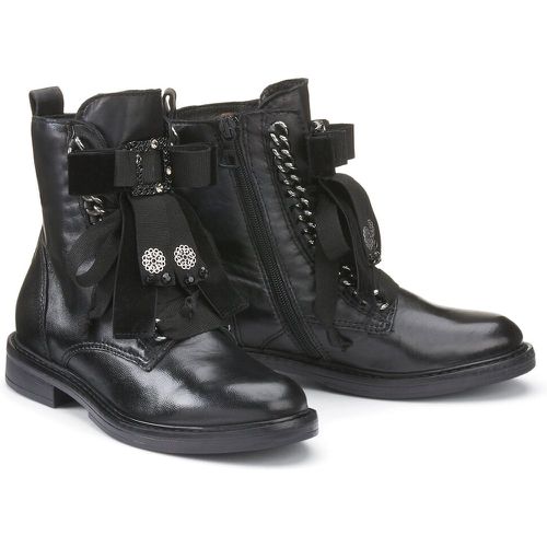 Jewelled Leather Ankle Boots with Laces - MJUS - Modalova