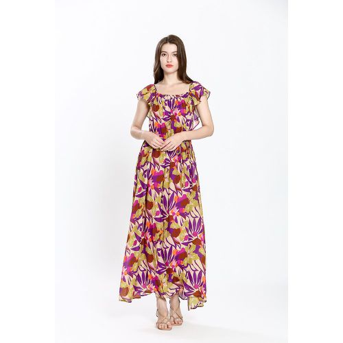 Floral Print Maxi Dress with Square Neck - SEE U SOON - Modalova