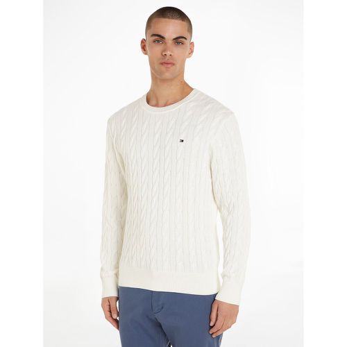 Embroidered Logo Jumper in Cotton and Structured Knit with Crew Neck - Tommy Hilfiger - Modalova
