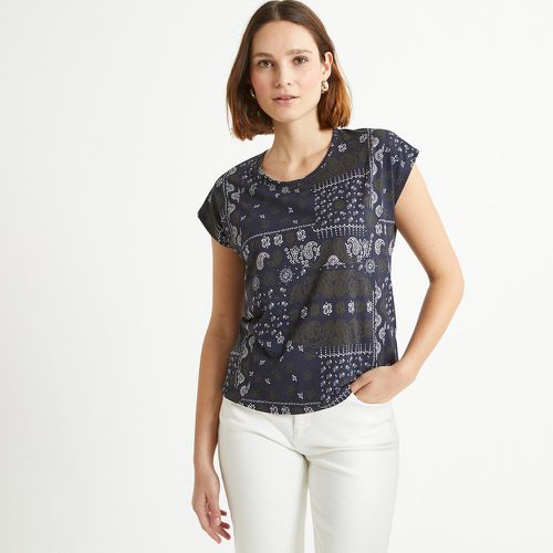 Cotton Mix Patchwork T-Shirt with Crew Neck and Short Sleeves - Anne weyburn - Modalova