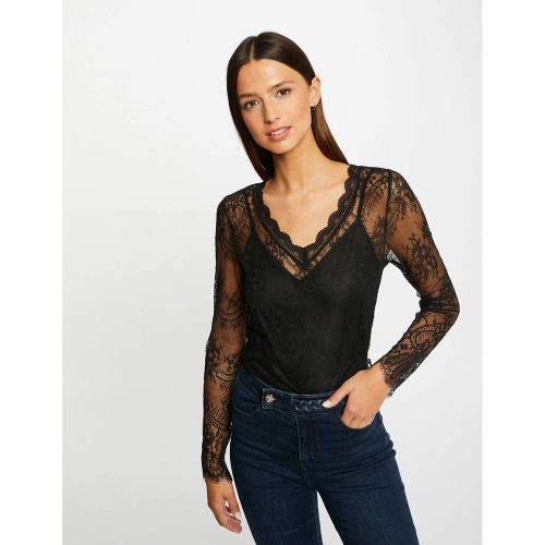 T-Shirt with Long Lace Sleeves - Morgan - Modalova