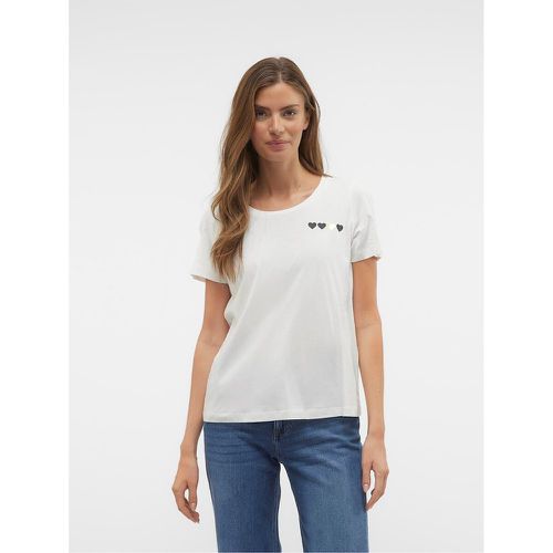 Organic Cotton Heart T-Shirt with Short Sleeves - Vero Moda - Modalova