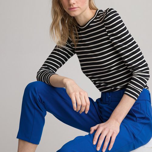 Organic Cotton Breton Striped T-Shirt with Crew Neck and Puff Sleeves - LA REDOUTE COLLECTIONS - Modalova