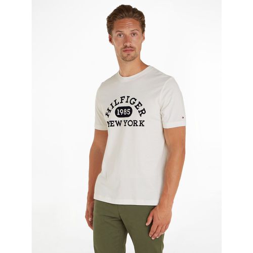Collegiate Monotype Cotton T-Shirt with Logo Print and Crew Neck - Tommy Hilfiger - Modalova