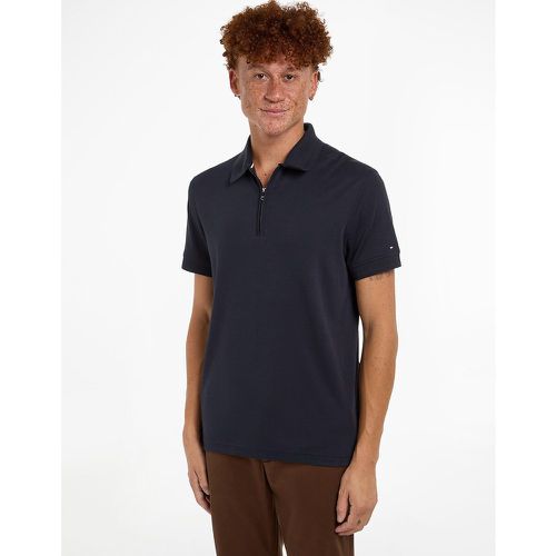Cotton Slim Polo Shirt with Zipped Neck - Tommy Hilfiger - Modalova
