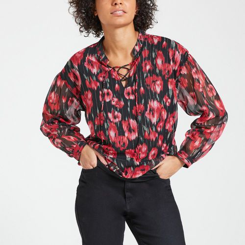 Floral Crew Neck Blouse with Long Sleeves - Only - Modalova