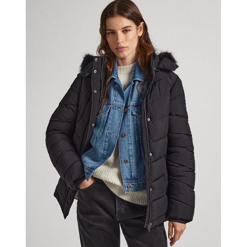 Recycled Short Padded Jacket with Faux Fur Trim Hood - Pepe Jeans - Modalova