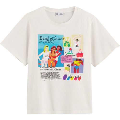Cotton Slogan Print T-Shirt with Crew Neck - BAND OF SISTERS X LA REDOUTE - Modalova