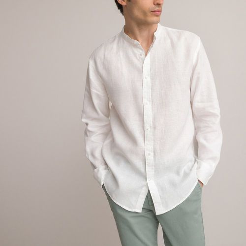 Les Signatures - Linen Mandarin Collar Shirt in Regular Fit - LA REDOUTE COLLECTIONS - Modalova