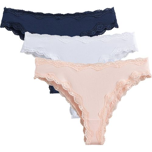 Pack of 3 Tangas in Cotton/Lace - LA REDOUTE COLLECTIONS - Modalova