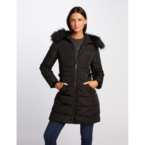 Fitted Hooded Padded Jacket with Faux Fur Trim - Morgan - Modalova