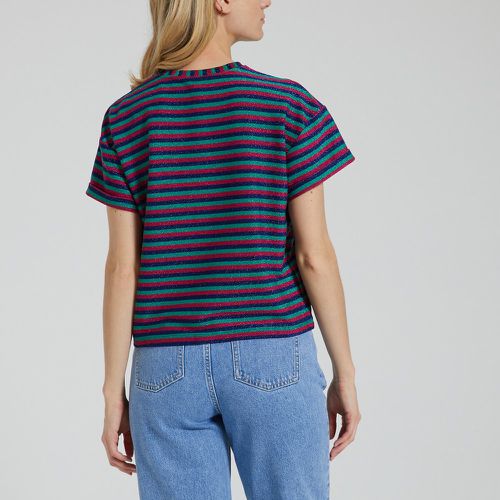 Recycled Striped T-Shirt with Crew Neck and Short Sleeves - ICODE - Modalova