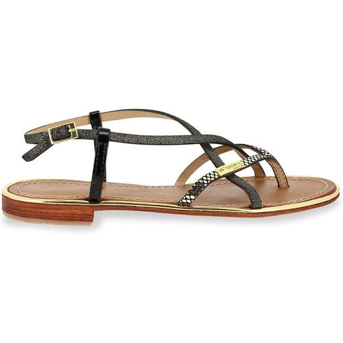 Monaco Leather Flat Sandals with Cross-Strap - LES TROPEZIENNES PAR M BELARBI - Modalova